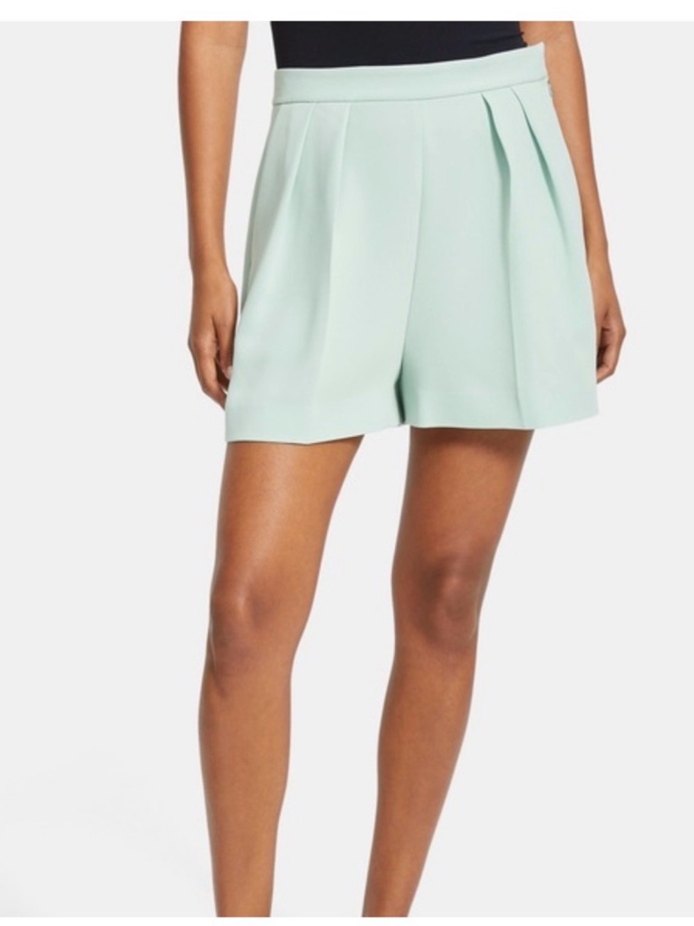 Theory Mint Green Pleated Women's Shorts